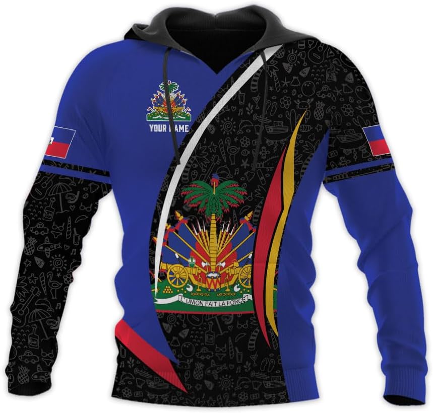 Vybonz Personalized Haiti Zip Hoodie - Men & Women Haitian Pride Coat Of Arms Hoodie
