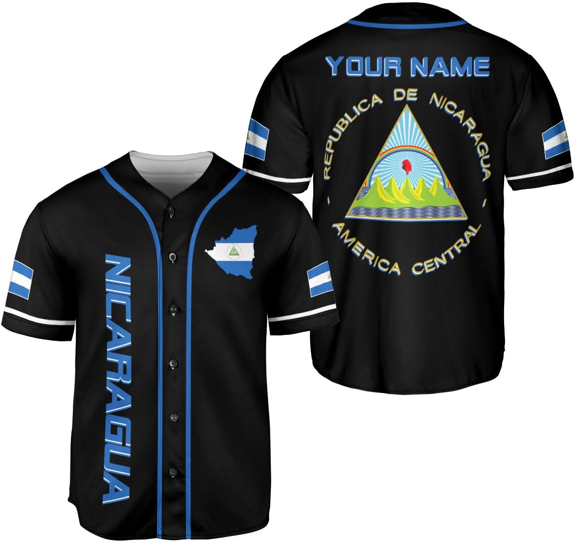Podagree Personalized Nicaragua Baseball Jersey Shirt Name Nicaraguan Baseball Jersey for Men & Women Nicaraguan Camisas