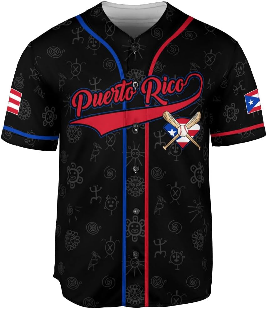 RoyalBro Personalized Puerto Rico Baseball Shirt - Custom Team Name, Puerto Rican Baseball Jersey for Men