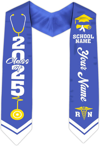 Pretyprints Custom Nurse Sash Graduation, RN Graduation Stole Gifts for Friends Nursing Student Senior Class Of 2025