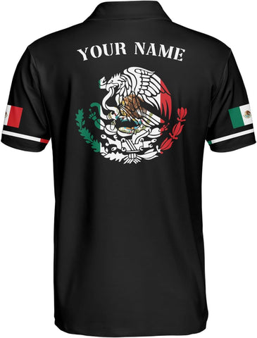 Royal Fight Personalized Mexico Polo Shirt 3D Mexico Shirts for Men Mexican Flag Gifts Unisex 3D Mexico Coat of Arms Polo