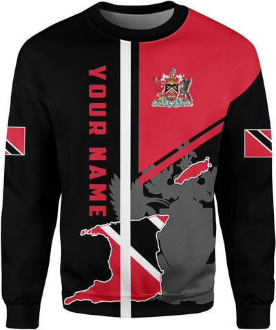 Vybonz Personalized Trinidad & Tobago Hoodie 3D Trinidad and Tobago Coat of Arms Flag Sweatshirt Trinidad Pride Zip Hoodie