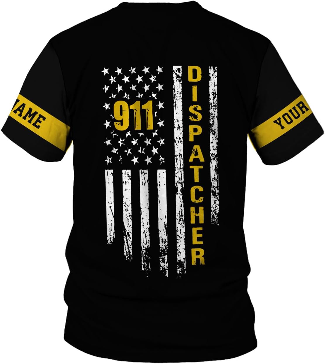 Leeprints Personalized 911 Dispatcher 3D Shirt, Custom Dispatcher 3D T-shirt, Thin Gold Line Flag 3D Shirts, Dispatcher