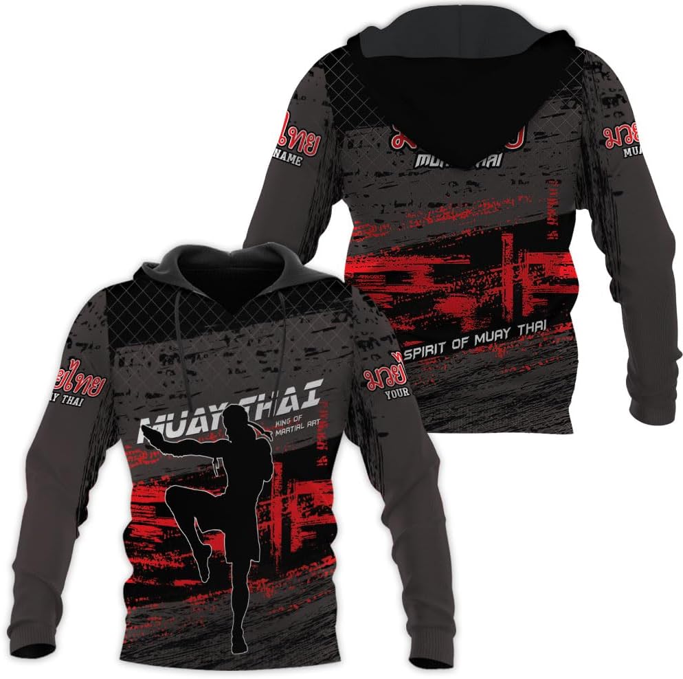 MAPrints Personalized Name Boxing Hoodies, Muay Thai Pride Sweatshirt