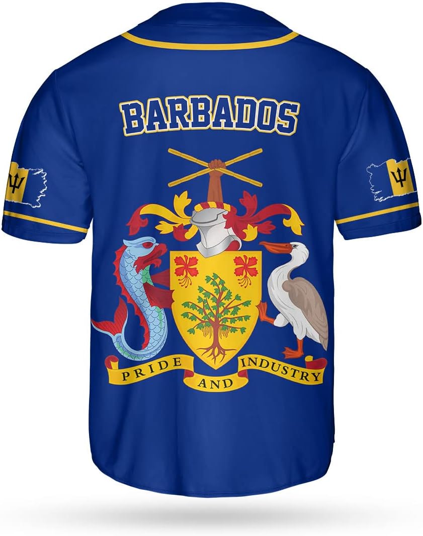 Podagree Personalized Barbados Baseball Jersey Shirt, Bajan Flag Jersey, Barbados Jersey for Men and Women Jersey Bajan