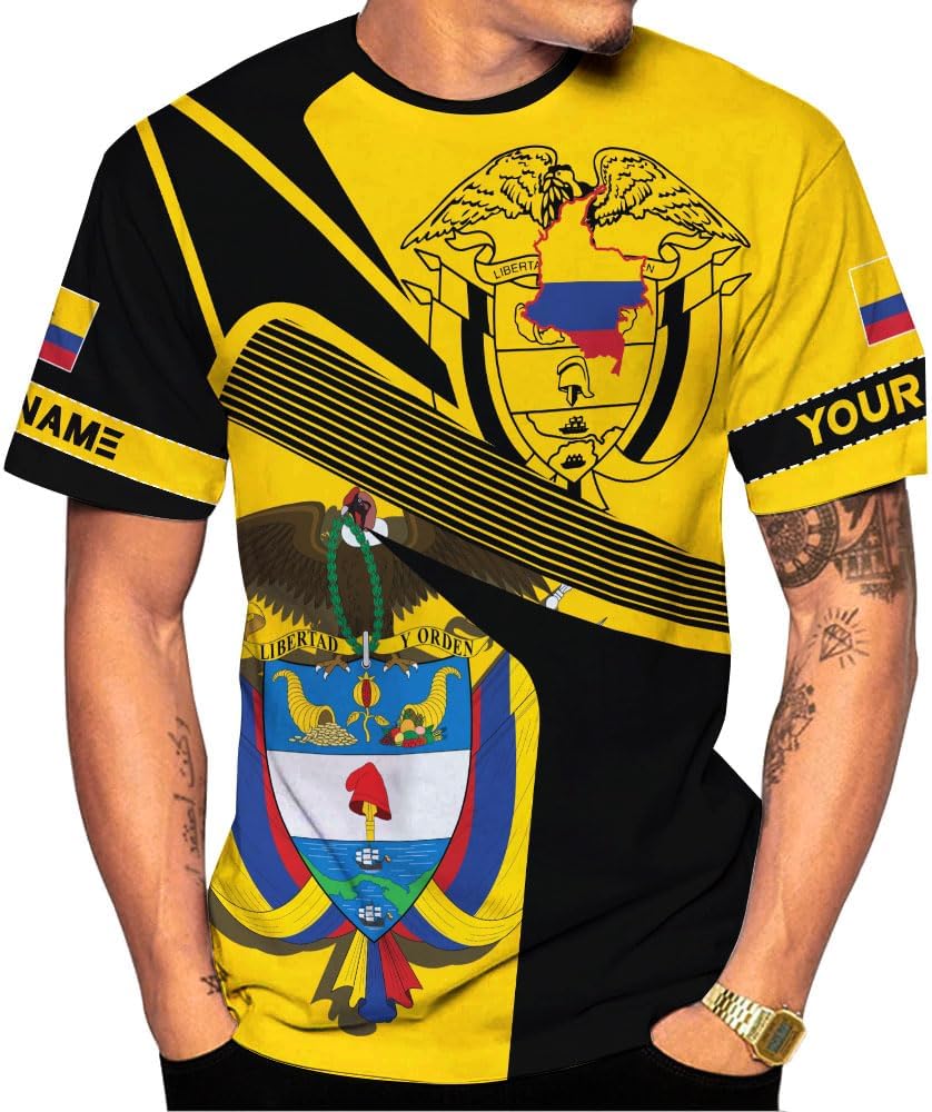 Mostprints Personalized Colombia Shirt 3D, Custom Colombia Flag Shirts for Men Women, Colombian Pride T-Shirt, Unisex Shirt