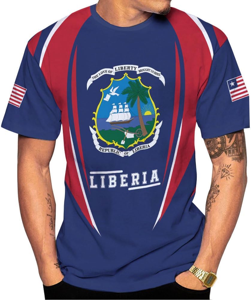 MoonArt Personalized Liberia Shirts Liberian Coat of Arms Flag Liberia 3D Shirts Liberia Liberian Pride Gift