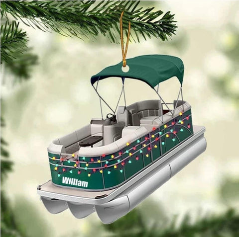 Personalized Pontoon Boat Christmas Ornament, Pontoon Car Ornament, Gift for Bowriders, Wake Boats,Pontoon Lover Gift (Pontoon 27)