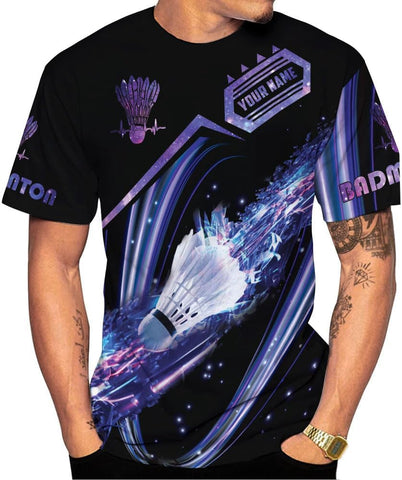 Personalized Badminton Shirt 3D Over Print, Badminton Players T-Shirt, Badminton Sport Uniform Shirt for Men S-5XL (BMT 1)