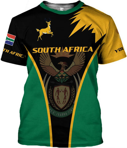 MoonArt Personalized South Africa 3D Shirt, African Pride T-Shirt, South Africa African Flag National Tshirt South African