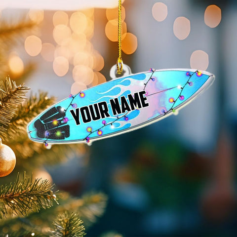 Personalized Surfboard Christmas Ornament, Surfing Wood, Custom Name, Photo Surfing Player Ornament, Surfboard Surf Boy Girl Surfer Ornament Keepsakes, Surfboarding Lovers Ornament (1, SF9)