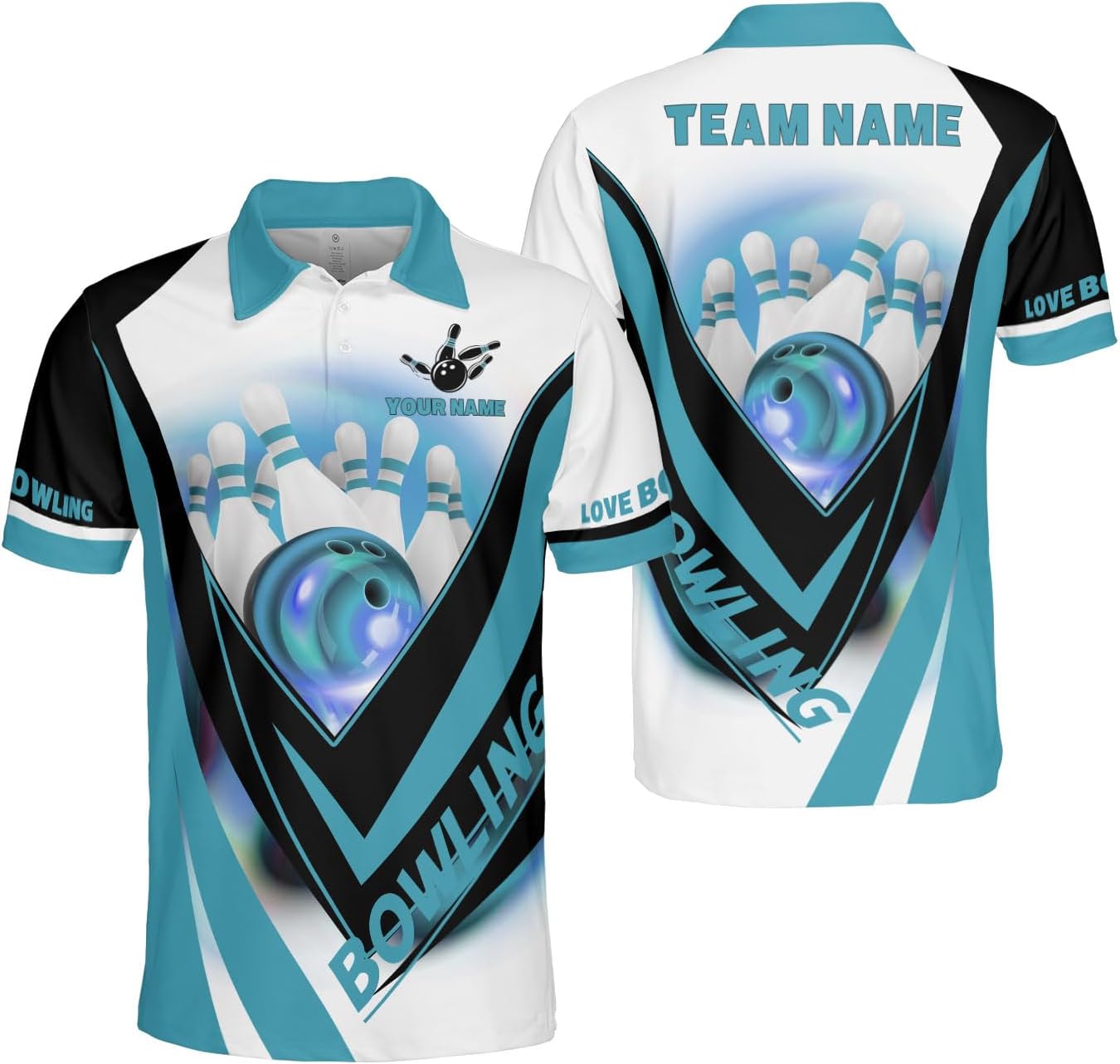Ligthuy Personalized Name Bowling Polo Shirts 3D for Men and Women, Bowling Shirt, Bowling Shirts for Men Team Bowling Shirt