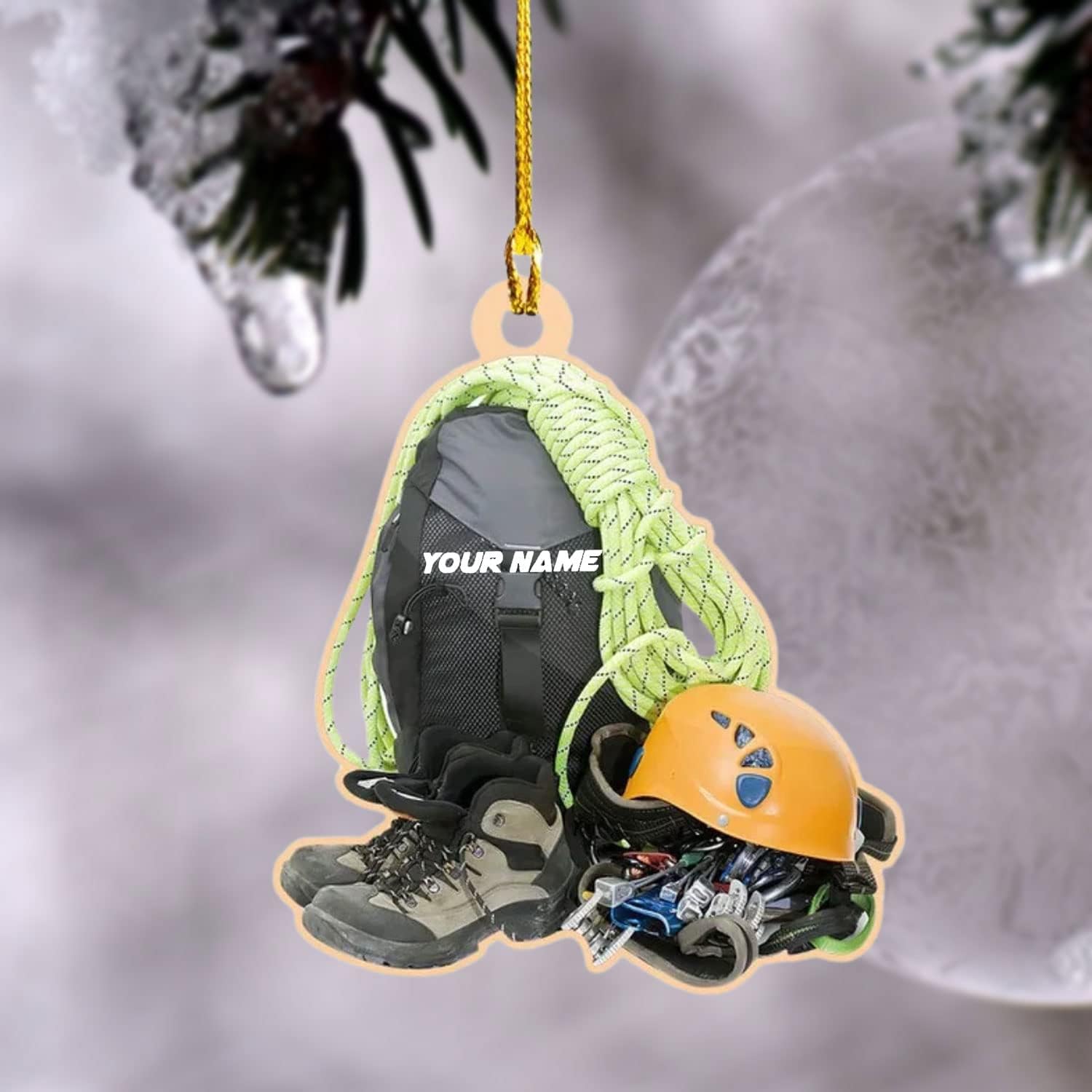 HomeDesign Personalized Rock Climbing Ornaments Custom Climbing Ornament Rock Climber Ornament, Mountain Climbing Bag, Climber Gift Bouldering Gifts Workout Ornament Christmas Tree Hanging Ornament 6