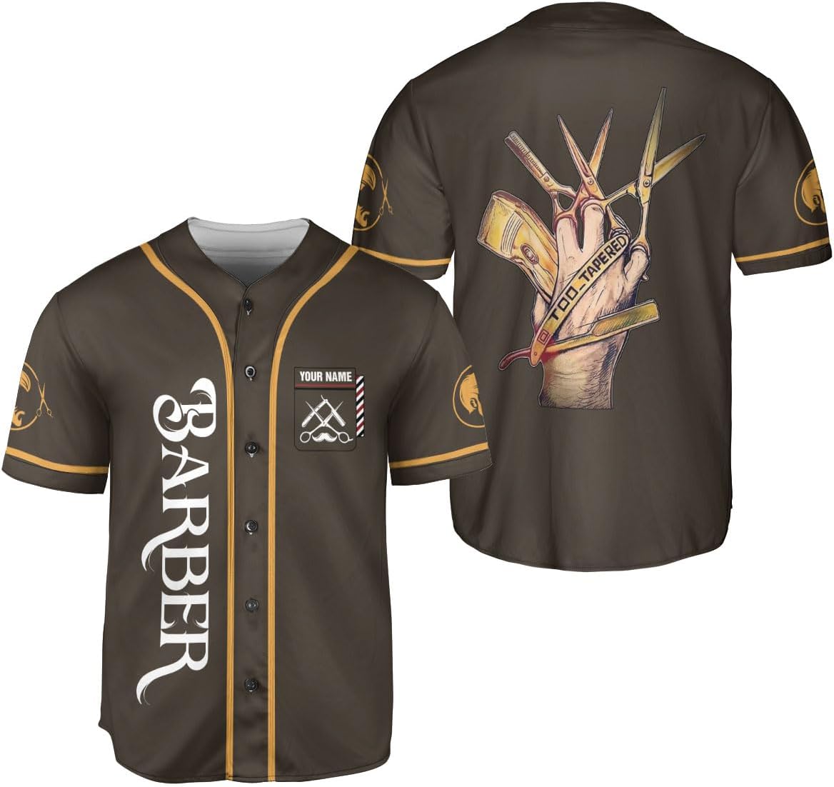 Personalized Barber Shop Baseball Jersey, Hairdresser Jersey, Barber Tools Hat