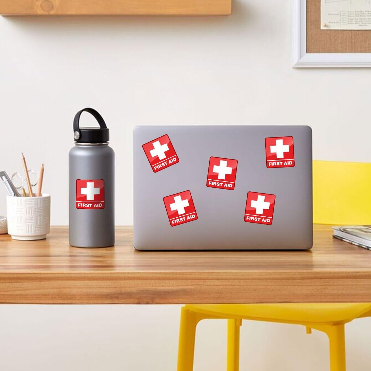 (3pcs) First Aid Sticker, First Aid Stickers for First Aid Box, Medical Stickers, First Aid Kit Sticker, Vet Med - Vinyl Stickers Waterproof for Water Bottles Laptop Phone Car Window Helmet 3 Inches