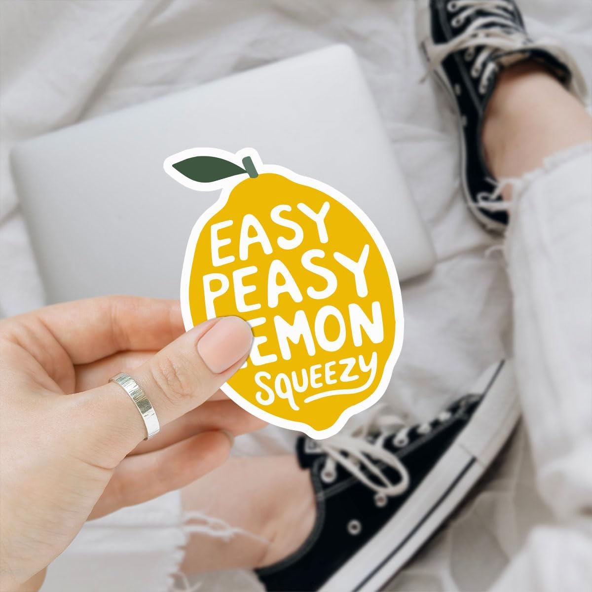3 Pcs Easy Peasy Lemon Squeezy Sticker, Lemon Sticker, Lemons Squeeze Stickers for Cups - Vinyl Sticker 3 Inches for Water Bottles Laptop Phone Car Ski Helmet