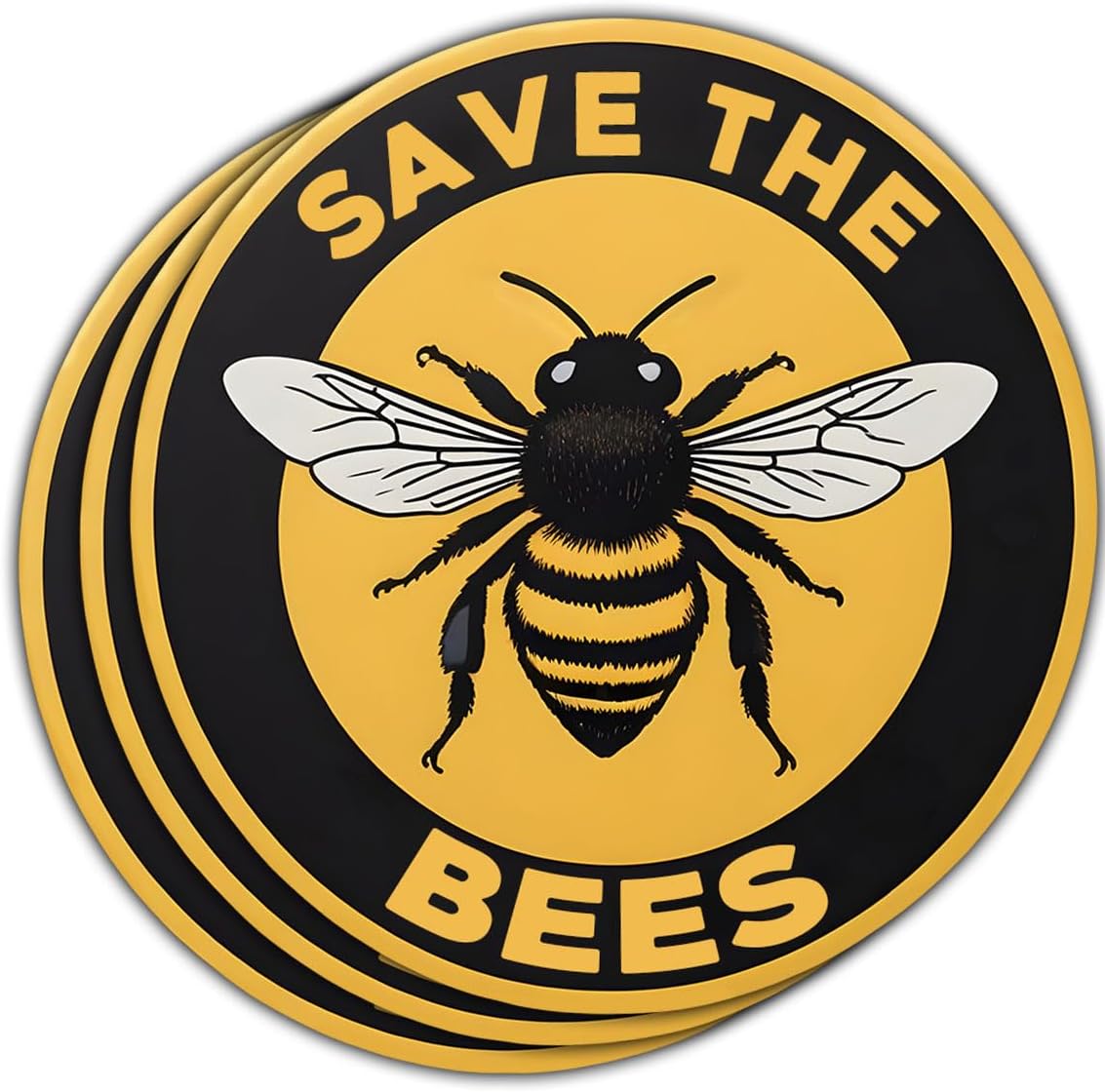(3Pcs) Save The Bee Sticker, Round Save The Bees Sticker, Bee Sticker, Bumble Bee Decal for Car, Bee Bumper Sticker, Honey Bee Sticker - Stickers for Laptop Water Bottle Phone Car Window Helmet 3"