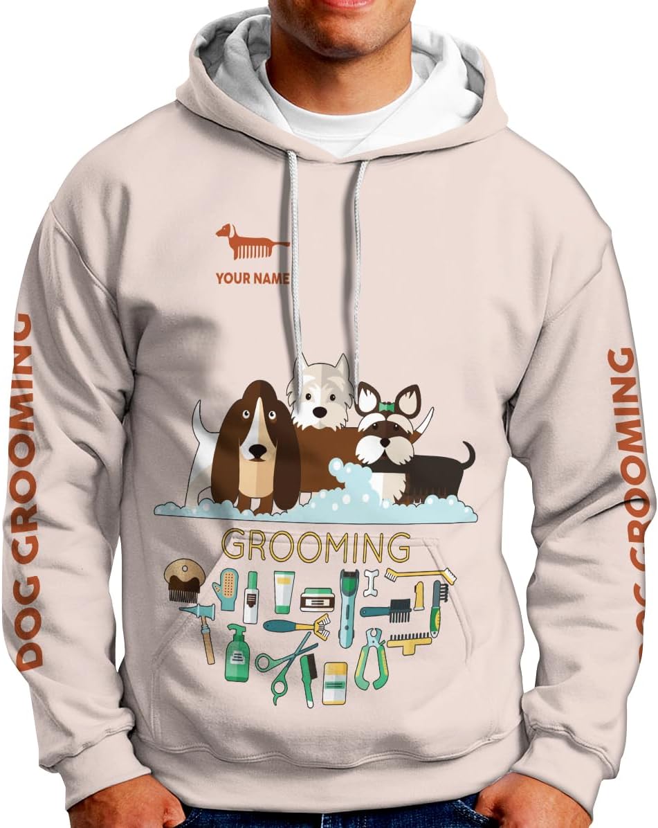 Mostprints Personalized Name Dog Groomer Shirt 3D, Funny Dog Groomer Apparel Shirts, Dog Groomer Gifts for Men and Women