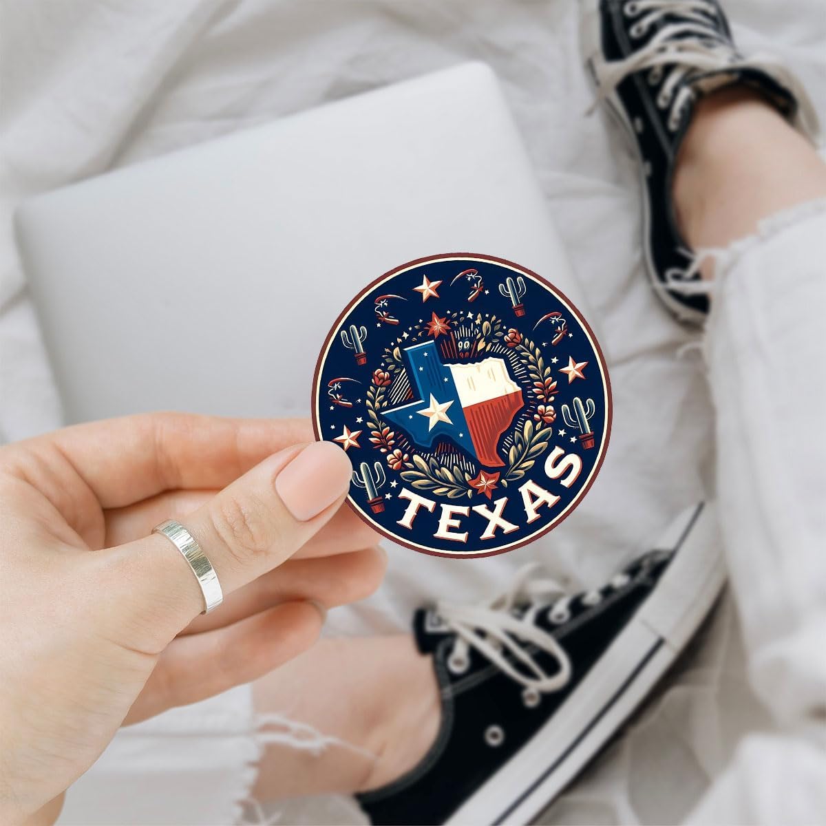 (3pcs) Texas Retro USA Decal, Texas State Flag Retro Decal 5 Inches, Texas America American Gods Country Bush Vinyl Made in USA, Decal for Car Laptop Water Bottle Phone Car Window Helmet