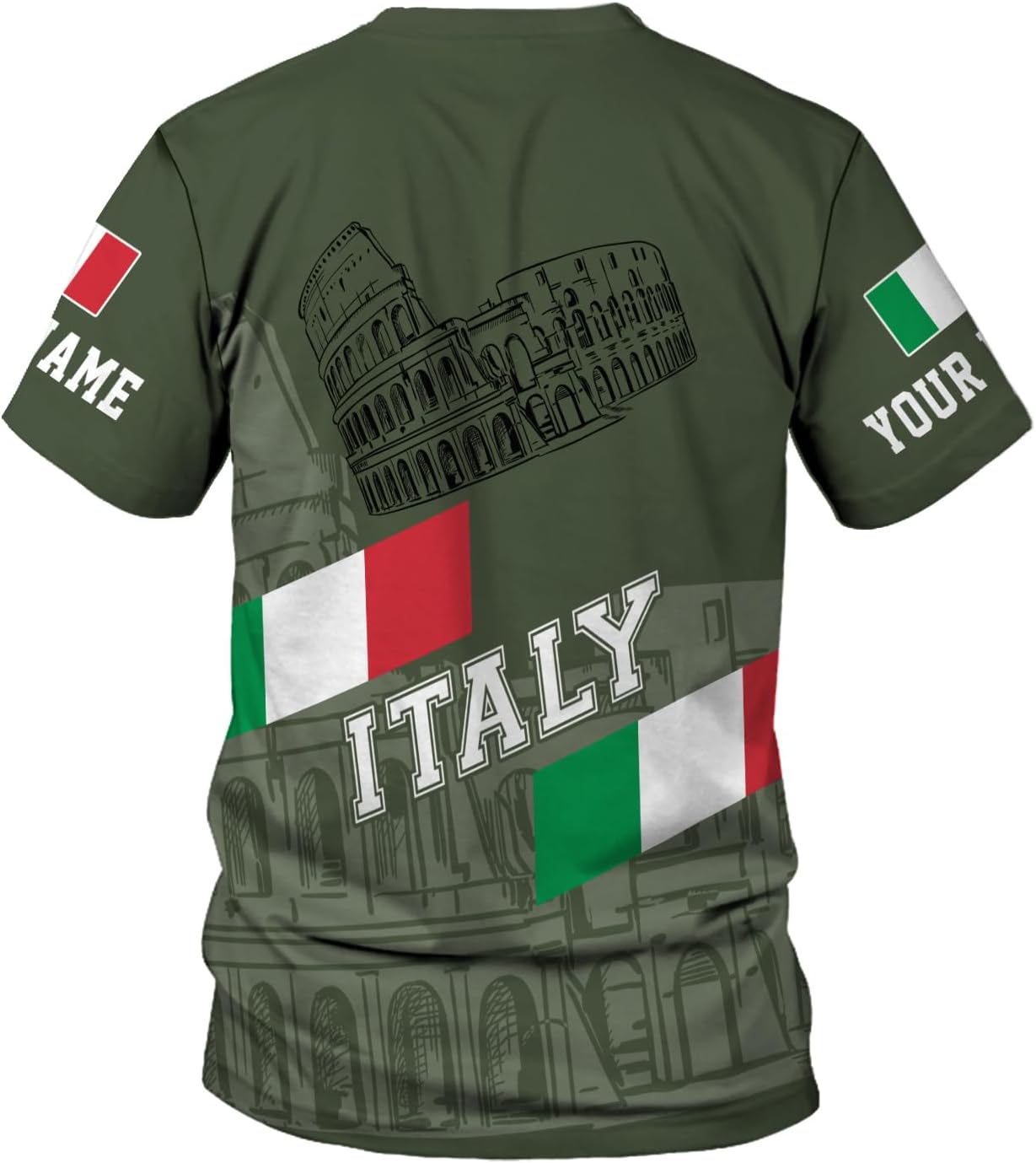 Personalized Name Italy Shirt 3D All Over Print, Italia T-Shirt, Roma Shirt, Italy Flag Pride Camisa for Italian (ITA 3)