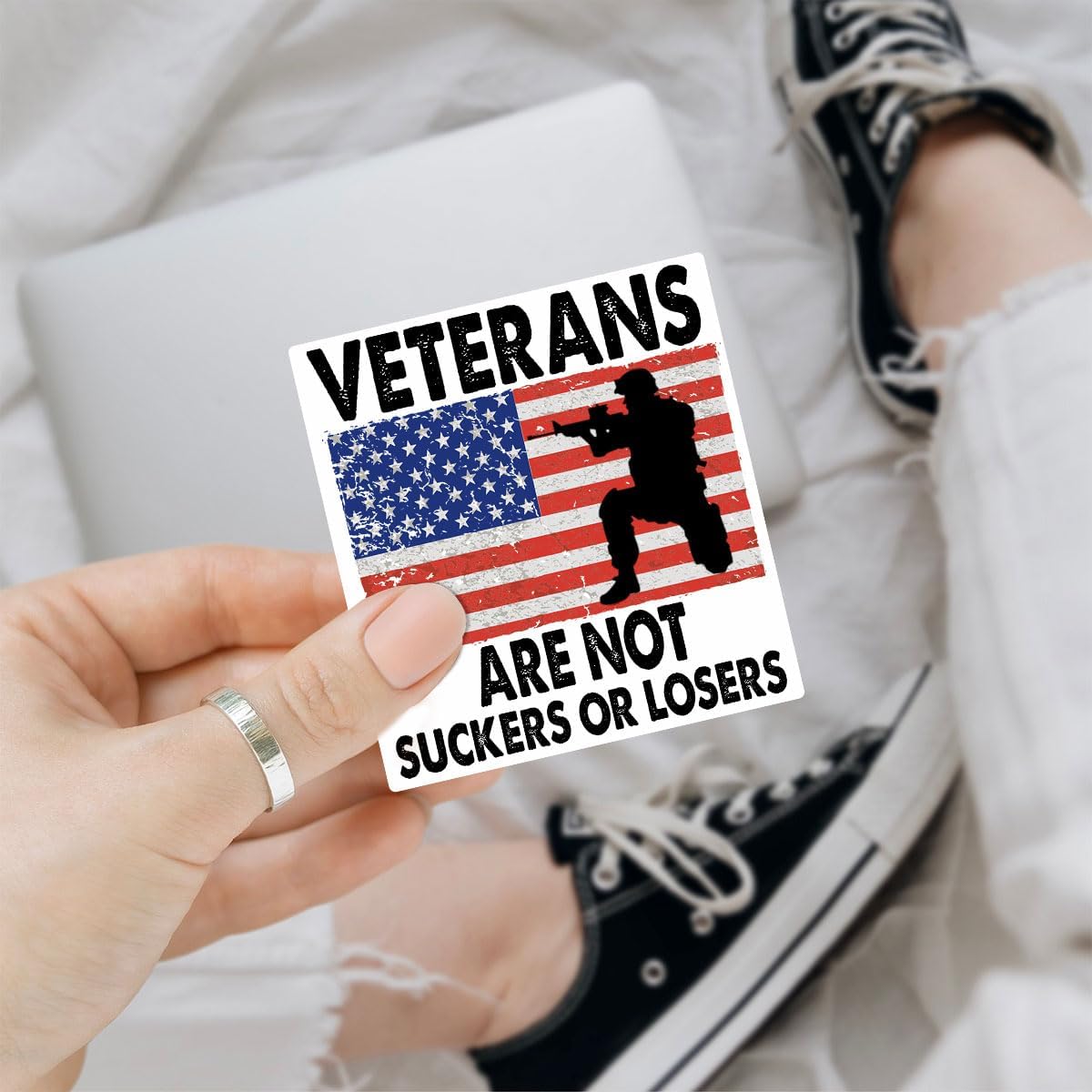 (3 Pcs) Veterans are Not Suckers Or Losers Sticker, Funny Political Sticker Adult Humor Anti Trump Bumper Stickers - Stickers for Laptop Water Bottle Phone Car Window Helmet Vinyl Stickers 3 Inches