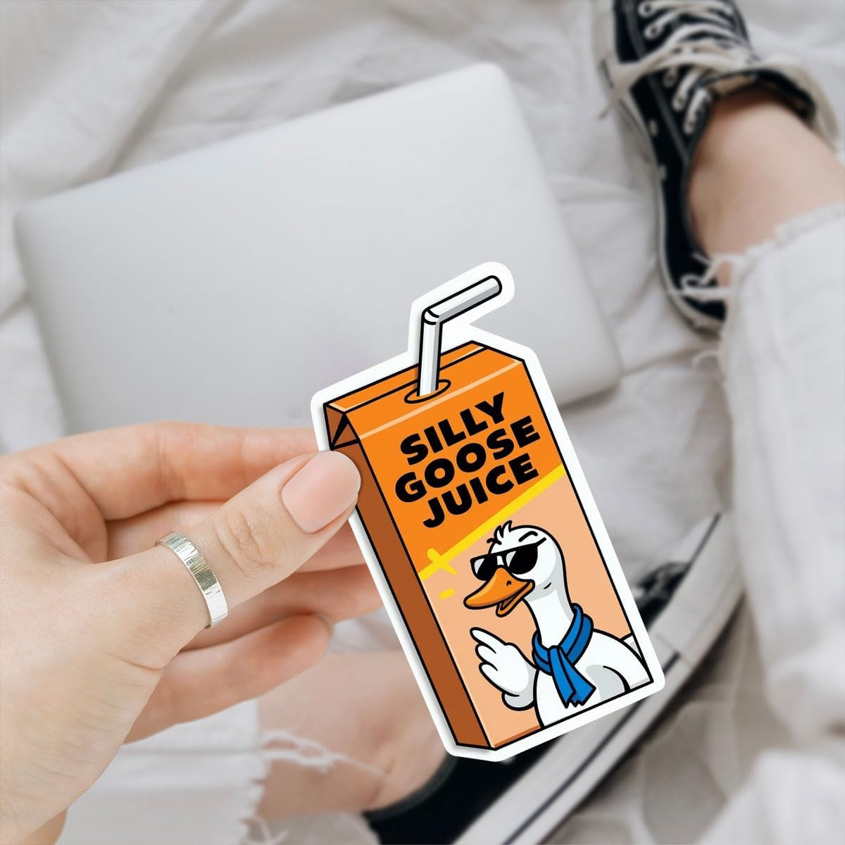 (3pcs) Silly Goose Juice Sticker, Goose Funny Sticker Die-Cut Waterproof Vinyl Sticker Laptop Water Bottle Window Phone Helmet