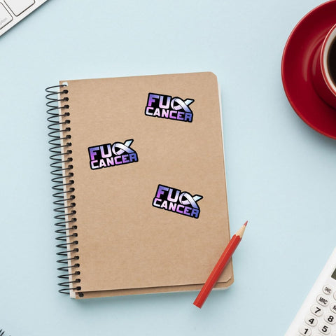 (3PCs) Fuck Cancer Bumper Vinyl Sticker, Cancer Awareness Purple Glitter Ribbon Sticker, Inspirational Cancer Quote Stickers, Fuck Cancer Gifts - Stickers for Laptop Water Bottle Phone Car Helmet 3"