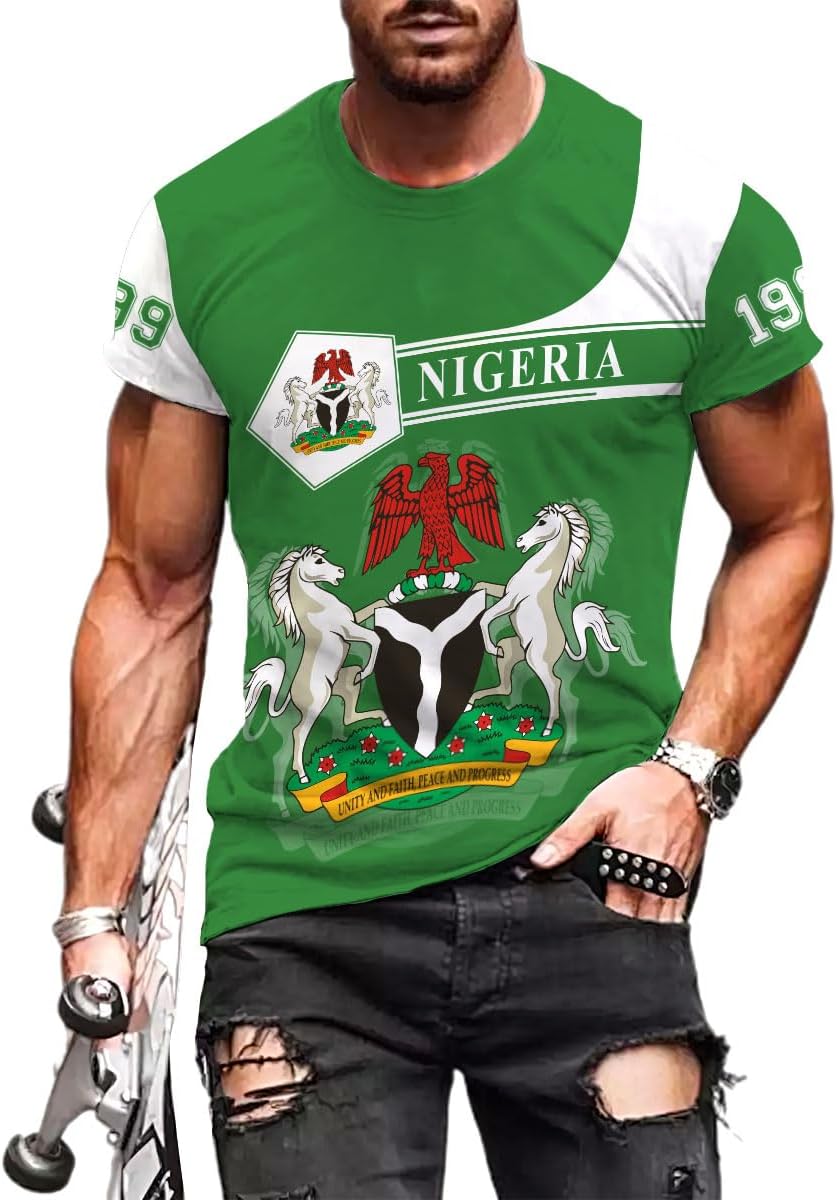 AOVL Personalized Nigeria Shirts Nigerian Flag Shirts Nigeria Flag Nigerian Pride Gift T-Shirt Nigerian Pride Shirt 3D S-5XL