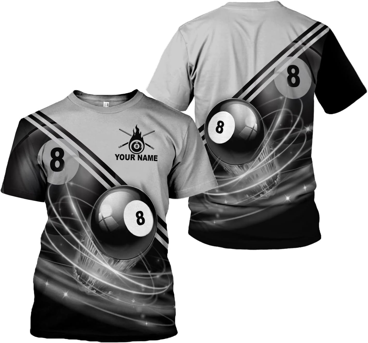 AOVL Personalized Billiard Shirts 3D Billiard Shirt Custom Billiard Flag Shirt Men's Pool Billiards Shirt 8 Ball Men Women