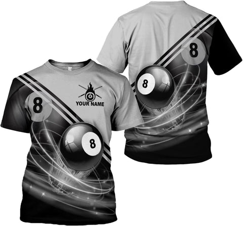 AOVL Personalized Billiard Shirts 3D Billiard Shirt Custom Billiard Flag Shirt Men's Pool Billiards Shirt 8 Ball Men Women