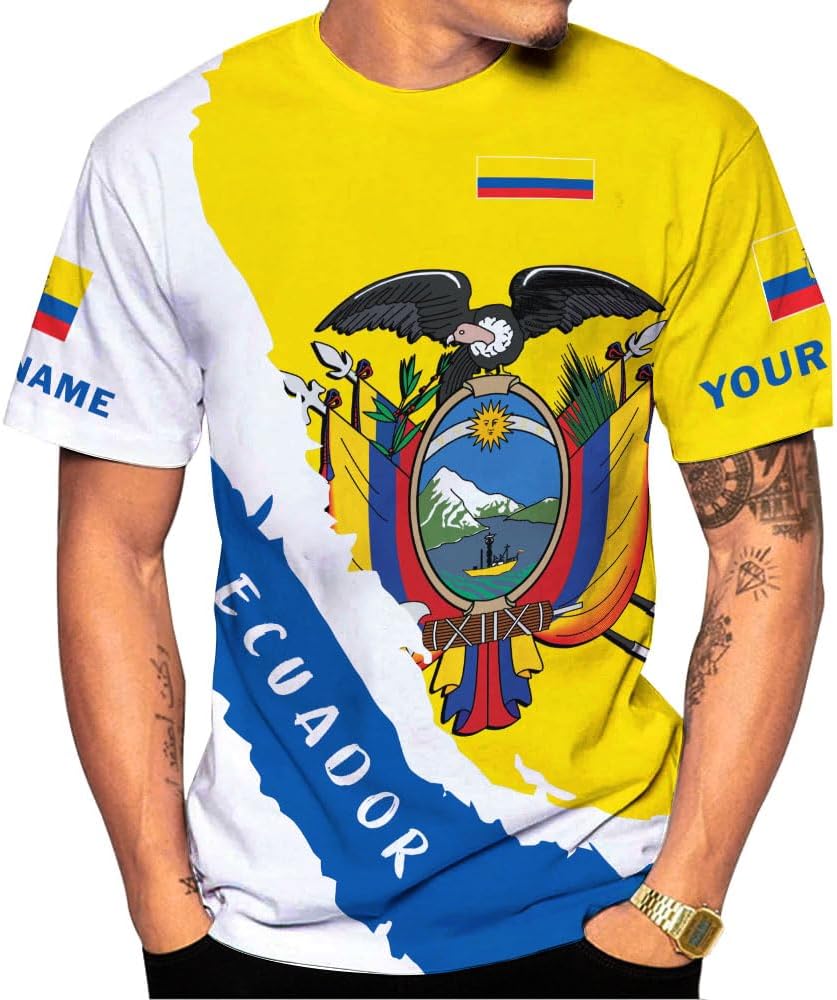 Ligthuy Personalized Name Ecuador 3D Shirt, Ecuador Flag Pride Gift T-Shirt, Men & Women S-5XL