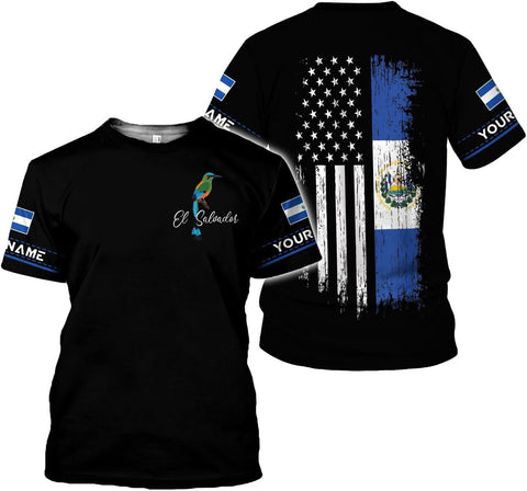 Mostprints Personalized Name El Salvador Shirt 3D, El Salvador Flag Shirt for Men Women, El Salvador Tshirts Unisex S-5XL