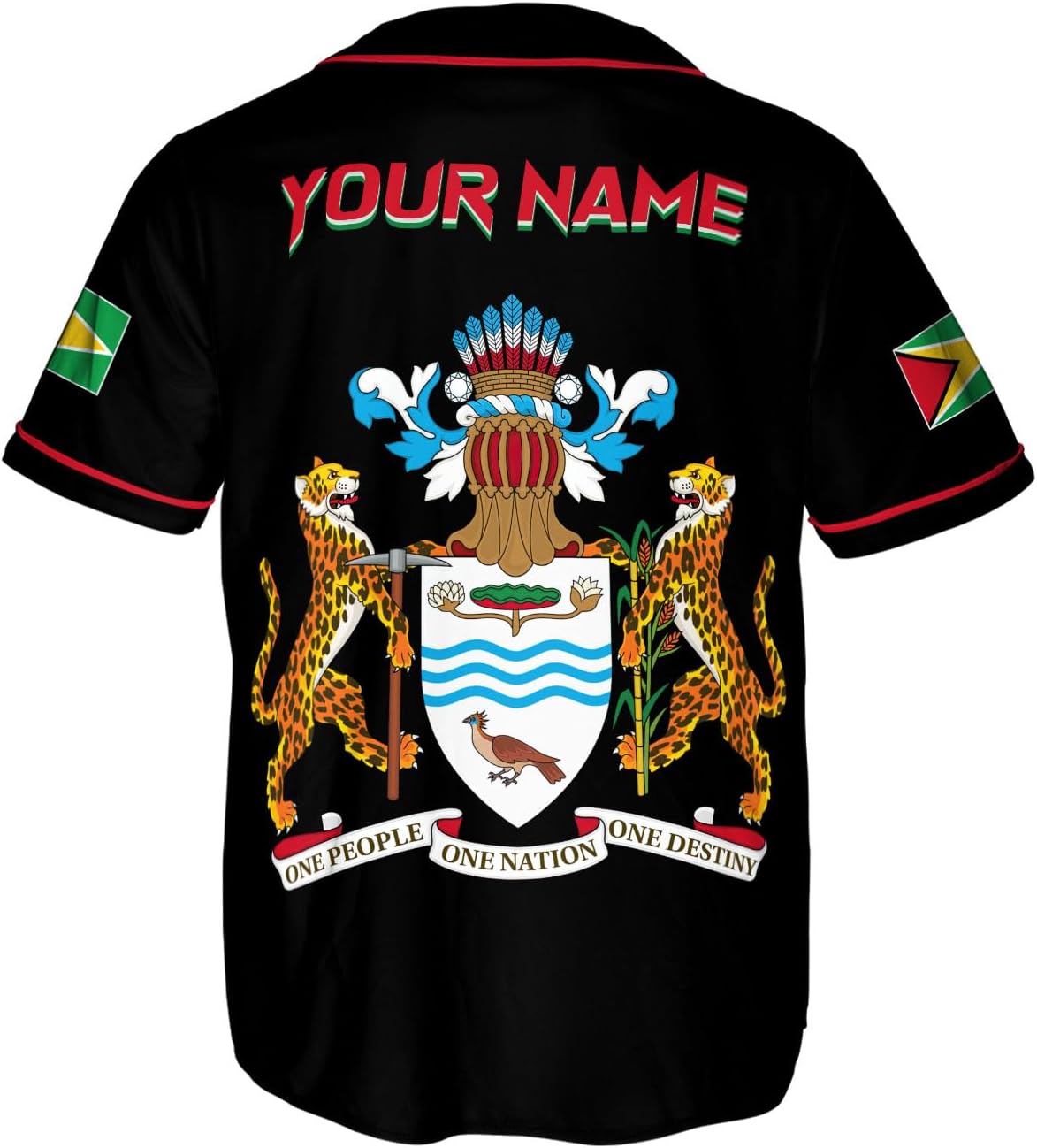 Leeprints Personalized Guyana Baseball Jersey Shirt, GuyaneseFlag Jersey, Guyana Guyanese Pride Jersey for Men and Women