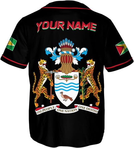 Leeprints Personalized Guyana Baseball Jersey Shirt, GuyaneseFlag Jersey, Guyana Guyanese Pride Jersey for Men and Women