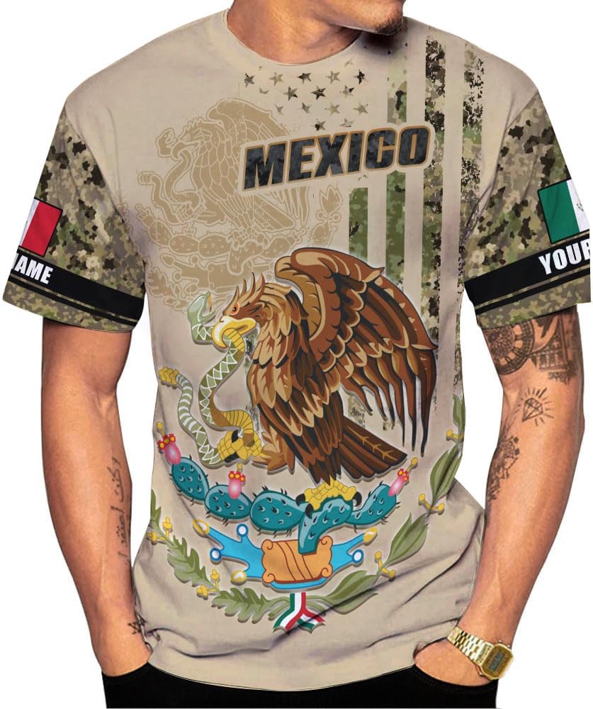 Personalized Mexico Shirts, Camisas De Mexico, Mexico Shirts for Men, Mexican Flag Jersey Shirt Mexico 3D Shirt (Style 5)