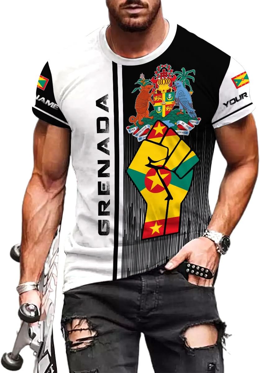 Podagree Personalized Grenada T-Shirt 3D, Proud Grenadan Tshirt, Grenada Flag Grenadian Pride Grenadian Heritage Shirt