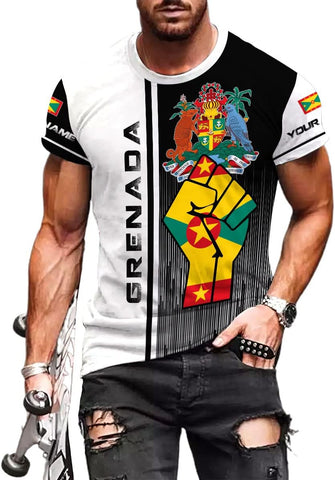 Podagree Personalized Grenada T-Shirt 3D, Proud Grenadan Tshirt, Grenada Flag Grenadian Pride Grenadian Heritage Shirt