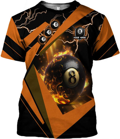 Pretyprints Personalized 3D Billiard Shirt Custom Name Men Women Team Apparel Pool 8 Ball Flag Tshirt Billiards Shirts Gift