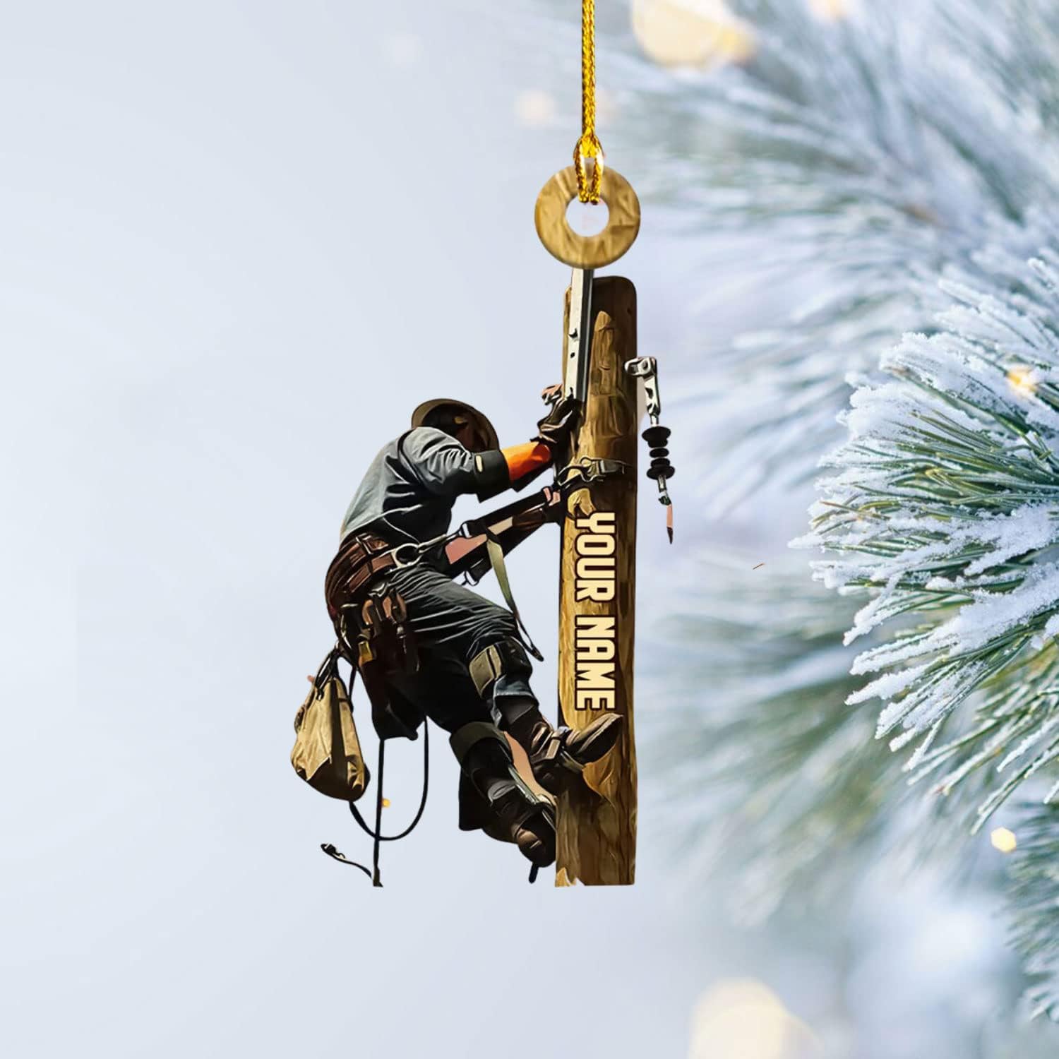 HomeDesign Personalized Lineman Ornament Custom Lineman Ornaments Line Man Christmas Ornaments Gifts for Lineman Ornament Lineman Christmas Hanging Ornament Lineman Gift (Style 2)