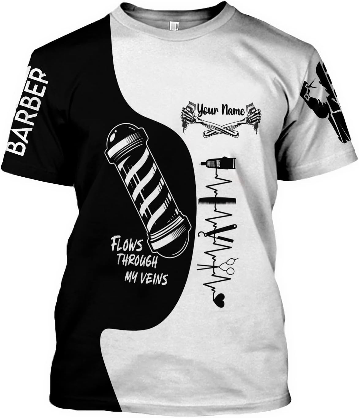 Vybonz Personalized Name Barber Gift for Barber 3D All Over Printed Shirts Gift for Men and Women