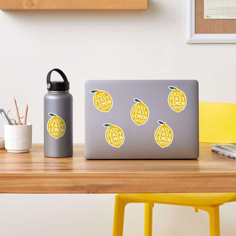 3 Pcs Easy Peasy Lemon Squeezy Sticker, Lemon Sticker, Lemons Squeeze Stickers for Cups - Vinyl Sticker 3 Inches for Water Bottles Laptop Phone Car Ski Helmet