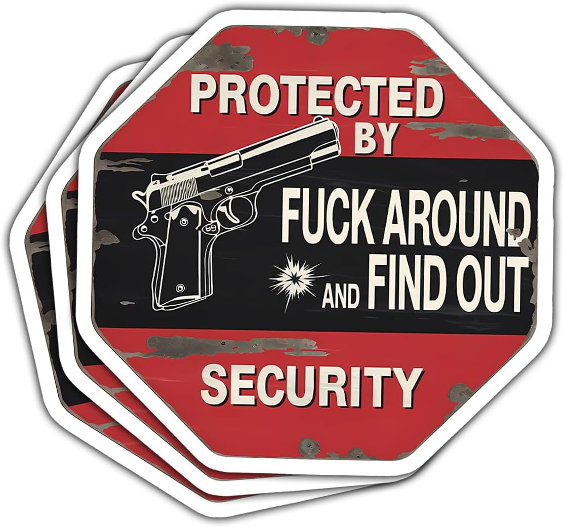 3 Pcs Fuck Around and Find Out Sticker, Protected by Fuck Around and Find Out Security Sign, FAFO Sticker, FAFO Security Sign- Vinyl Sticker 3 Inches for Water Bottles Laptop Phone Car Window Helmet