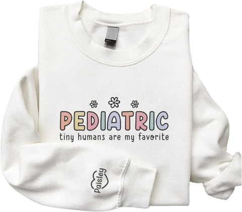 Custom Pediatric Nurse Embroidered Sweatshirt For Women, Personalized Registered Picu Nurse Crewneck Sweatshirt Hoodies