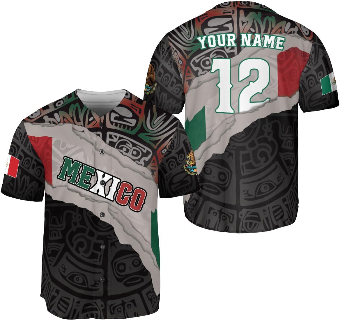 Mostprints Custom Mexico Baseball Jerseys Mexican Eagle & Flag Shirt for Teams, Mexico Shirts for Men & Women Size S-5XL