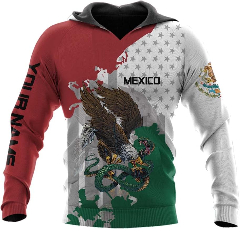 Personalized Name Mexican Hoodie 3D, Customized Mexican Hoodies for Men, Unisex Mexico Hoodie, Mexico Hoodies for Men 2