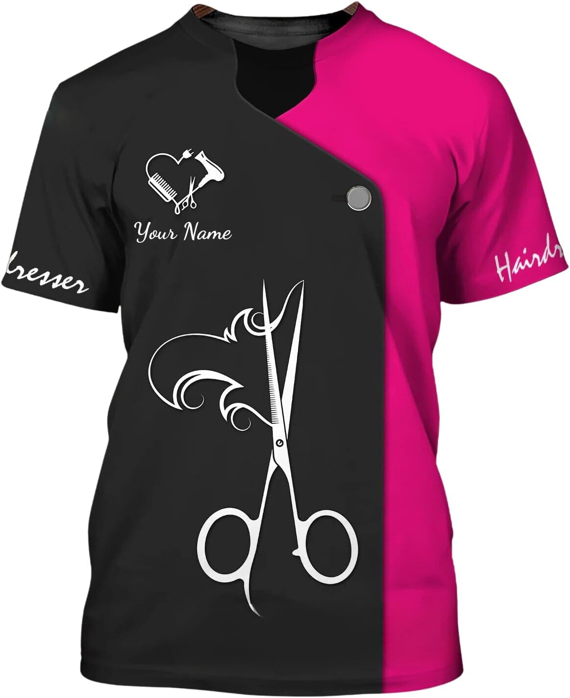 MAPrints Personalized Name Hairstylist Shirt 3D, Salon Hairdresser Tshirt, Bomb Dresser T-Shirt Women, Gifts for Hairdresser