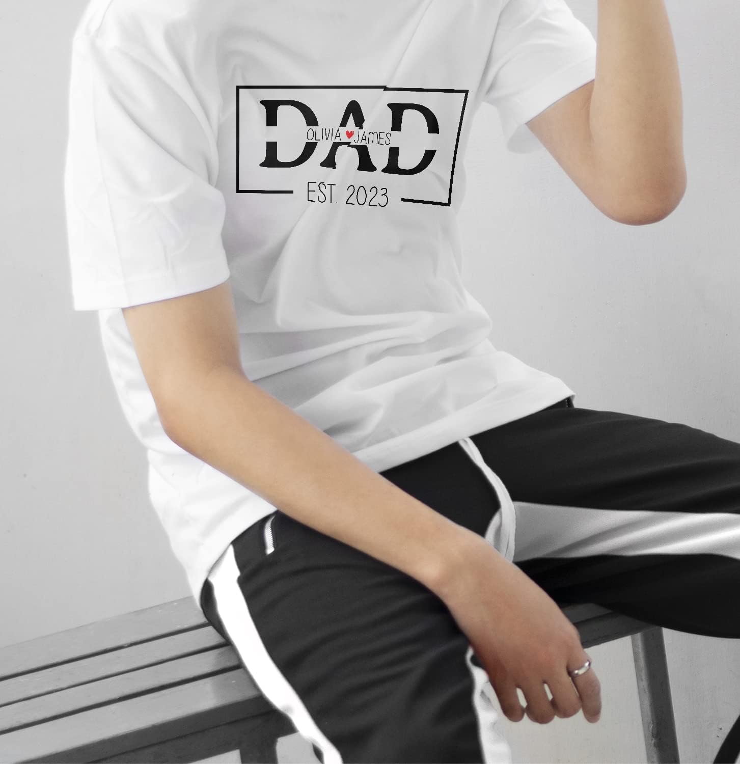 Personalized Grandpa Dad Papa Shirt Custom Kids Name Gift Fathers Day, Promoted to Dad Est 2023 Baby Daddy New Dad (TS34)