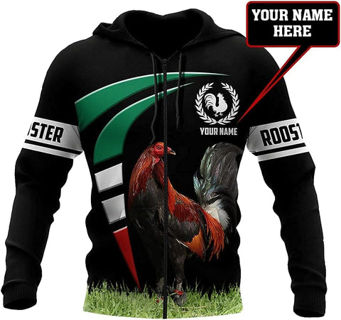 Personalized Rooster 3D Unisex Hoodie, T Shirt, Zip Up Hoodie, Sweatshirt for Men AD1495 Multicolor