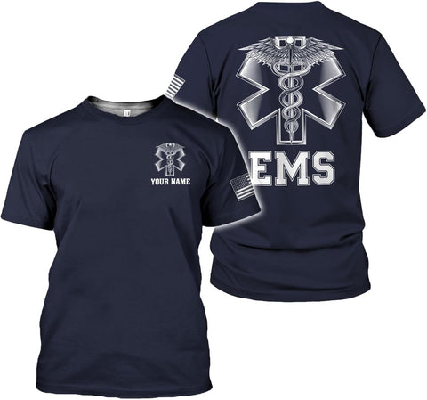 Mostprints Personalized EMT Shirt, EMS Shirt, Customized EMS Shirts,EMT Paramedic Uniform Emergency Medical Technician Shirts