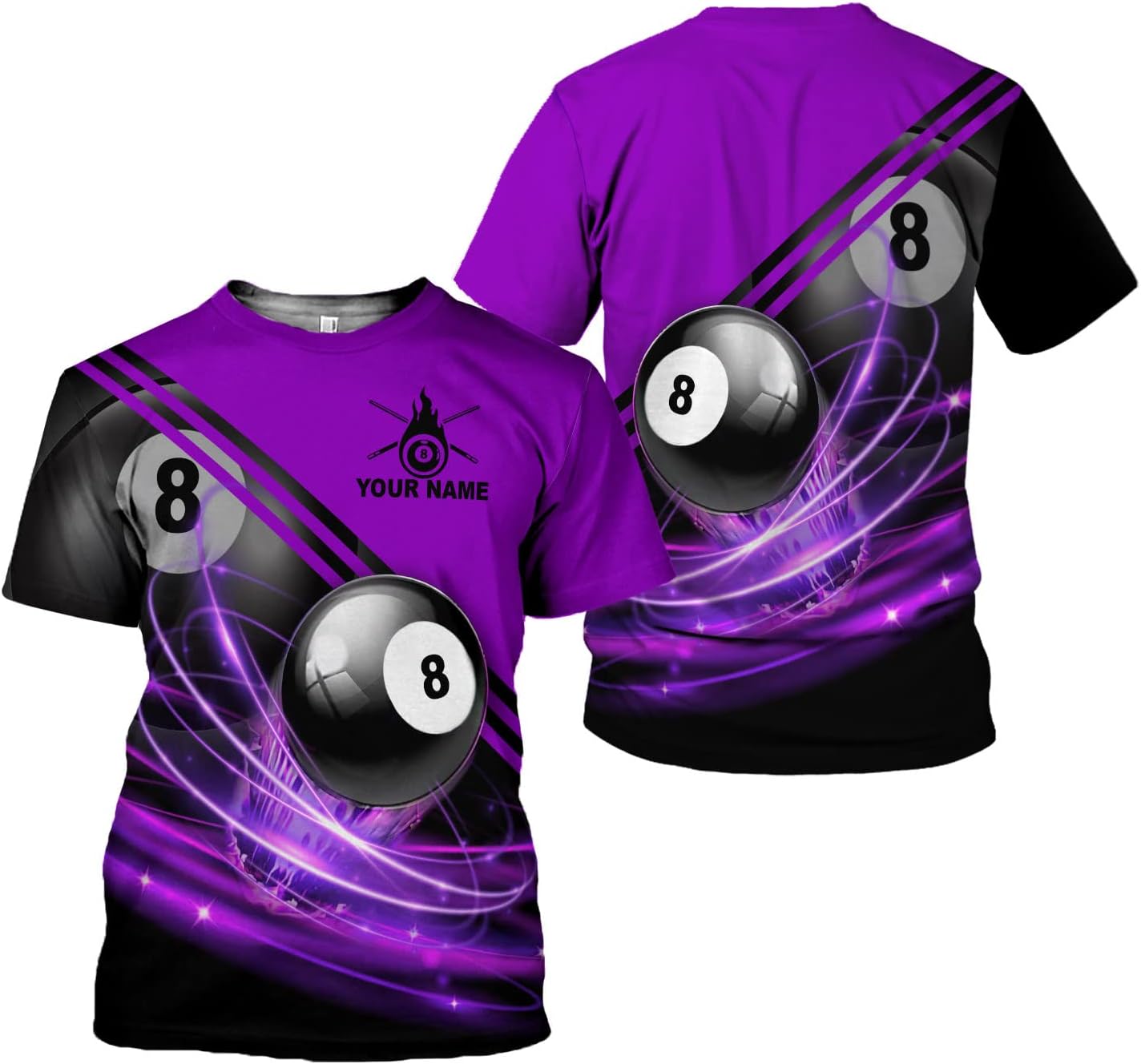 AOVL Personalized Billiard Shirts 3D Billiard Shirt Custom Billiard Flag Shirt Men's Pool Billiards Shirt 8 Ball Men Women
